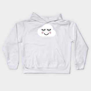 smiley happy blissful kawaii cloud with face Kids Hoodie